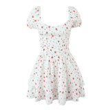 MQTIME  -  Summer New French Sweet Style Strappy Cinched Waist Slimming Tiered Bubble Sleeve Dress