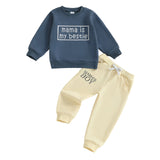 MQTIME  -  Kids 2-Piece Autumn Ensemble with Printed Sweatshirt and Pants - Stylish Toddler Outfit for Fall Season