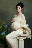  MQTIME  -  Women Maternity Dress for Photoshoot Lady Photography Clothing Elegant White Off-Shoudler Long Dress Greece Pregancy Dresses