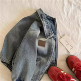 MQTIME  -   Children Denim Jackets Autumn Fashion Boys Turn Down Collar Zipper Loose Coats Spring Kids Retro Short Outerwear 2-8 Years