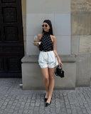 MQTIME  -  Polka Dot Sleeveless Backless Women Halter Top for Spring Summer Y2K Sexy High Street Hotgirl Slim Tops Fashion Party Vests