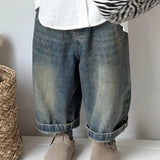  MQTIME  -  Kids Wide Leg Pants New Spring Autumn Fashion Korean Casual Baggy Simple Style Jeans