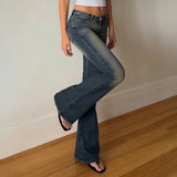  MQTIME  -  Y2k Low Rise Flared Jeans Woman Aesthetic 2000s Clothes Retro Casual  Denim Trousers All Match Bottom Streetwear Pants