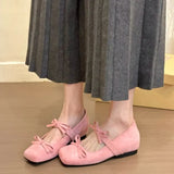 MQTIME  -  Women's Fashion Inner Increase Heel Shoes Spring New Square Head Shallow Mouth Suede Butterfly Knot Non-slip Heel Shoes