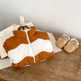  MQTIME  -  Winter new baby clothing, 0-3 year old male and female babies, small high neck warm jacket, color blocked cotton clip