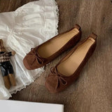 MQTIME  -  New Autumn Women Ballet Flat Shoes Fashion Suede Shallow Butterfly-Knot Ladies Outdoor Comfort Soft Sole Mary Jane Shoes