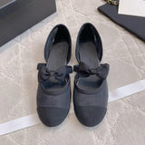 MQTIME  -  New Bow Ballet Flats French Retro Mary Jane Shoes Women Round Toe Hollow Out Flat Shoes