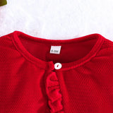 MQTIME  -  2Piece Sets Spring Autumn Infant Girl Clothes Korean Cute Cartoon Plaid Long Sleeve Cotton Tops+Dress Baby Newborn Items B022