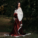  MQTIME  -  Winter Lace Velvet Boho Long Dresses For Maternity Pregnancy Photo Shoot Bohemian Pregnant Woman Photography Long Dress