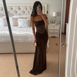 MQTIME  -  Sexy One Shoulder Lace See Through Maxi Dress Women Gown Fashion Off-shoulder Sleeveless Backless Club Long Dresses 2025 Chic