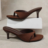 MQTIME  -  New Women's Summer Sandals Square Headed Herringbone PU Leather Slippers Shoes Sexy High Heel Sandals Women Shoes Sandalias