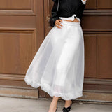 MQTIME  -  Spring French White A-shaped Bud Skirt Women's Fashion Mesh Tutu Skirt Skirt Women's Clothing