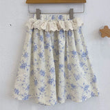 MQTIME  -  New Summer Baby Girl Clothes Suit Short Sleeved Cotton Flower Printed T-shirt+Skirt 3-7Yrs Children Clothing Set