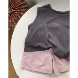 MQTIME  -  Summer Kids Baby Boys 2PCS Clothes Set Muslin Letter Sleeveless Tee Suits Loose Solid Elastic Waist Shorts Toddler Baby Boy Suit