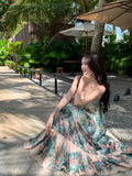 MQTIME  -  Beach Boho Floral Midi Dress Women Casual Y2k Clothing Bodycon Sexy Dress Even Party One Piece Dress Korean Fashion Sleeveless