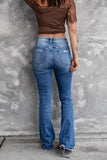 MQTIME  -  American Style Fashion Jeans Ripped High Waist Retro Elastic Slim Fit Jeans Women Flared Pants Bootcut Full Length