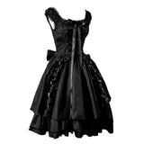 MQTIME  -  Women Vintage Slim Bandage Gothic Lolita Dress Fashion Classic Black Layered Lace Up Goth Punk Lolita Cosplay Princess Dress