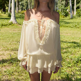  MQTIME  -  Off Shoulder Ruffles Patchwork Strapless Bodycon Mini Dress Women's Solid Sexy Outfit Party Clubwear Sexy Club Dresses