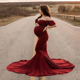  MQTIME  -  Maternity's Short Sleeve Dresses Sexy V Neck Gown Maxi Long Photography  for Pregnant Women Pregnancy Photo Shoot