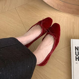 MQTIME  -  2024 Red Women New Flat Shoes Fashion Shallow Round Toe Ladies Elegant Ballerinas Soft Solse Outdoor Dress Mary Jane Shoes