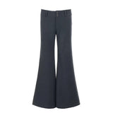 MQTIME  -  Y2K American Old Money Three Button Low Waist Slimming Slightly Flared Suit Pants Women Low Waist Loose Floor Hugging Wide Leg