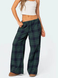 MQTIME  -  Women's Elastic Waist Baggy Pants Spring Summer Striped/Plaids/Letter Heart Print Wide Leg Lounge Bottoms Casual Trousers