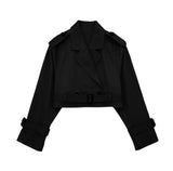  MQTIME  -  Women Casual Trench Outwear With Belt Vintage Solid Notched Neck Long Sleeve Jacket Autumn Fashion Lady Streetwear Coat