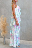 MQTIME  -  Holiday Patchwork Print Fashion Maxi Dress Women Summer Sleeveless Chic Party Dress  Halter Lace-Up Ladies Dress Vestidos