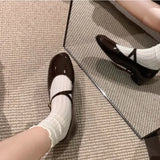 MQTIME  -  Cute Lolita Shoes Japanese Girl Platform Black Flat Heels Fashion Square Toe Mary Jane Women Leather Student Cosplay Shoes