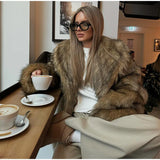 MQTIME  -  2024 Winter Fausse Fourrure Warm Lapel Woman Veste hiver Femme Fashion Full Sleeves Fourrure Marron  Coat New Commuter Outerwear