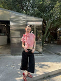  MQTIME  -  Y2K Stylish Streetwear Faux Two-Piece Splicing Design Loose Fit Versatile Straight Cut Cropped Trousers