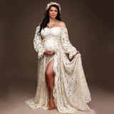 MQTIME  -  ﻿ Elegant Maternity Dresses Photoshoot Embroidered Tulle Gown for Pregnancy Photography Baby Shower Wedding Summer dress