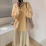 MQTIME  -   Women Knitting Sweater Autumn Winter Solid Color Knitwear Women's Japanese Loose Crew Neck Thickened Lazy Sweater