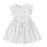 MQTIME  -  Girls Dress Lace Hollow out Children Wedding Dress Ruffle Sleeve Kid Party Princess Elegant Costume Baby Clothes Autumn A477