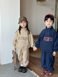  MQTIME  -  Winter New Children Plus Velvet Thick Clothes Set Boys Girls Fleece Letter Sweatshirt + Pants 2pcs Suit Kids Sports Outfits