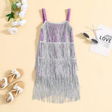 MQTIME  -  1-6Y Toddler Kids Girl Fashion Tassel Dress Summer Sleeveless Sequined High Waist Straight Sundress