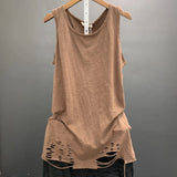 MQTIME  -  Cotton Solid Women Tank Tops 2024 Summer New T-Shirts O-neck Hole Loose Casual All Match Female Pulls Tops Tees