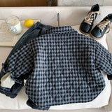MQTIME  -  Kids Baby Boys Jacket Turn Down Collar Thicken Warm Toddler Boys Plaid Parkas New Winter Little Boys Outerwear Coat
