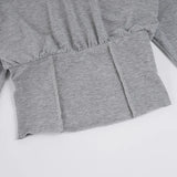 MQTIME  -  American Fashion Sexy 2pcs Off Shoulder Long Sleeve Lace Up T-Shirts Slim Shorts Matching Set Party Clubwear Spicy Girl