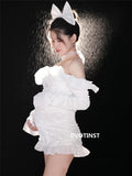 MQTIME  -   Dvotinst Women Photography Props Maternity Bodysuits Dress Headband Socks Pregnancy Studio Photo Shoot Photo Shooting Clothes