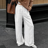 MQTIME  -  Cotton pants, white fashionable wide leg pants, spring and summer new styles, cross-border versatile, casual commuting