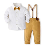MQTIME  -  4Piece Spring Autumn Baby Boy Outfit Set Korean Fashion Gentleman Tie Long Sleeve Tops+Pants Toddler Clothe Kids Clothing BC1717
