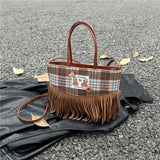 MQTIME  -  Retro Cute PU Tassels Bear Button Crossbody Bag Shoulder Bags Storage Bag Wallet Women's Bags Handbags Purse