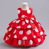 MQTIME  -  Polka Dot Girl Layered Dress Wedding Birthday Party Children's Princess Gown Kids Fashion Clothing Vestidos Toddler Dresses