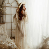 MQTIME  -  Bohemian Lace Maternity Photography Dress Long Train Boho Pregnant Woman Lace Long Dresses For Photoshoot