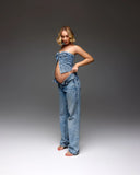 MQTIME  -  ﻿ Maternity Dress PhotoShoot Pregnancy Gown Elegant Belly Bump Photography Outfit for Baby Shower Studio Summer Button denim top