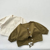 MQTIME  -  Autumn New Children Long Sleeve Coat Solid Baby Boys Vintage Jacket Fashion Kids Girls Casual Cardigan Toddler Clothes
