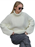 MQTIME  -  Turn-down Collar Back Split Sweater Women Elegant Full Sleeve Knitted Loose Fit Top Lady early autumn Chic Casual knit top