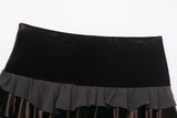  MQTIME  -  Chic Fashion Velvet Splicing High Waist Mini Skirts For Women New Ruffles Elegant Skirt Woman Y2k Night Club Party Skirts﻿ ﻿