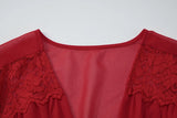 MQTIME  -  Dress Sexy Deep V Splicing Lace Waist Mesh Horn Sleeve Temperament Skirt